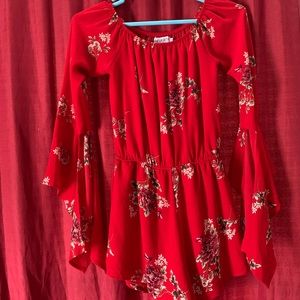 REVERSE Red Floral Romper Size S
